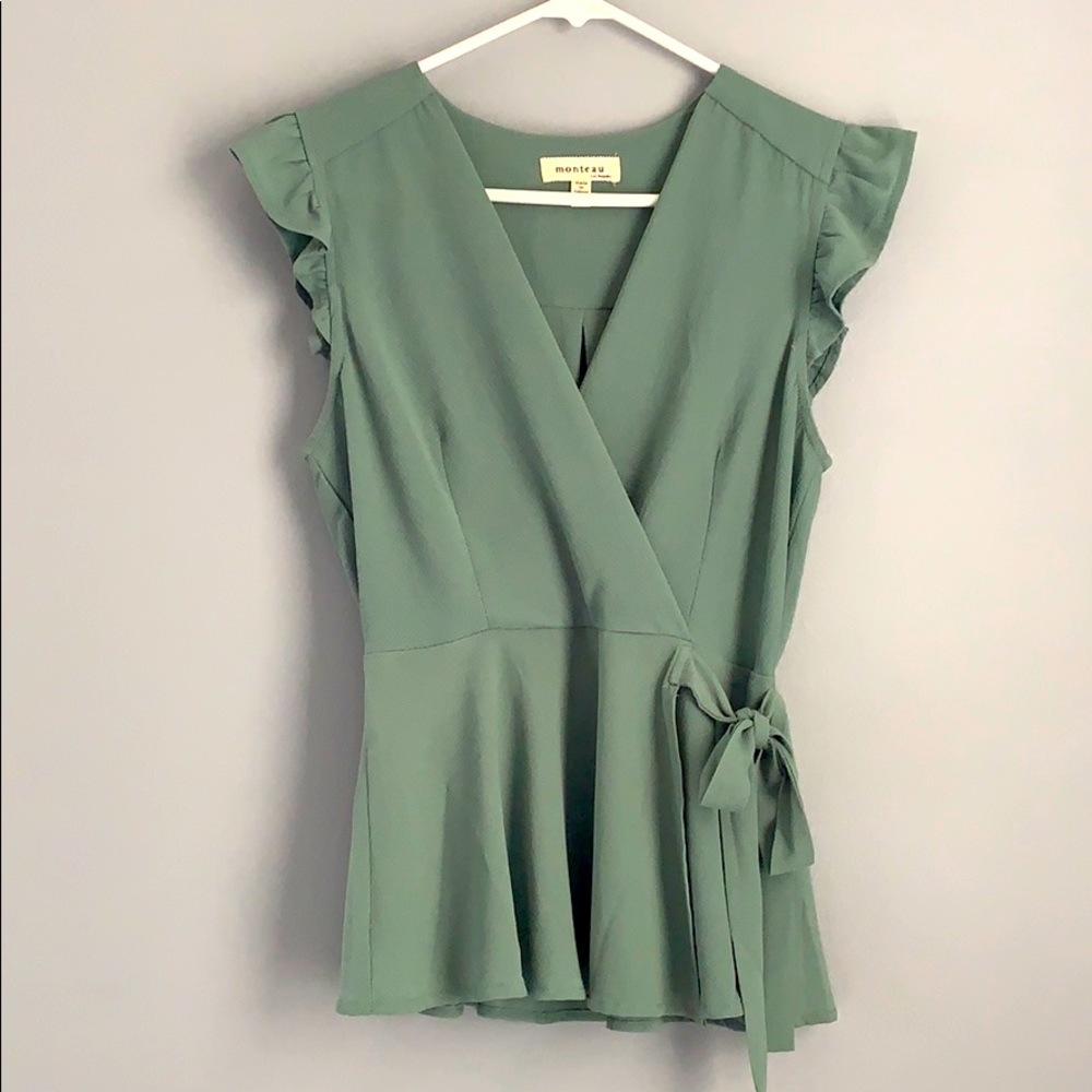 Ruffle Sleeve Wrap Top